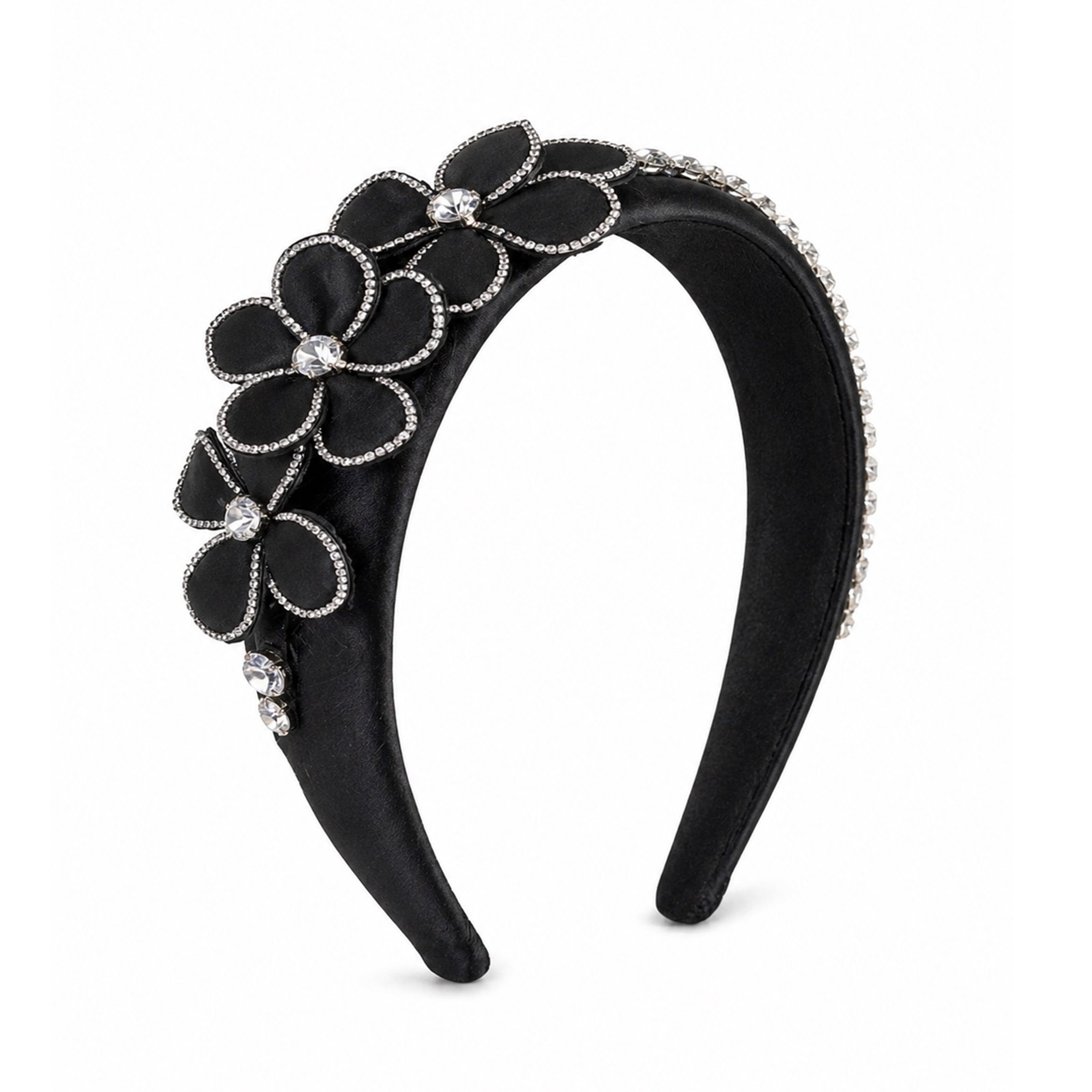 Noir Blossom Crystal Headband
