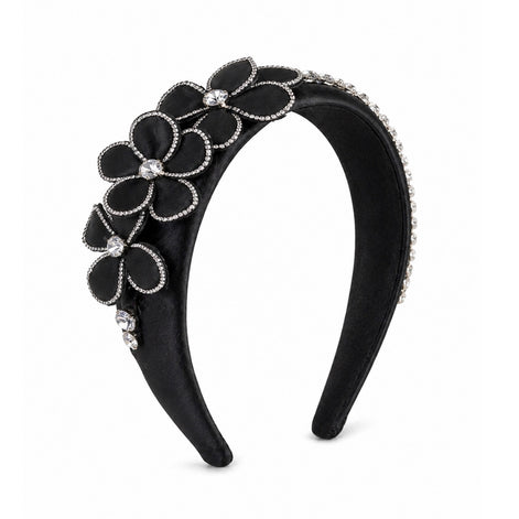 Noir Blossom Crystal Headband