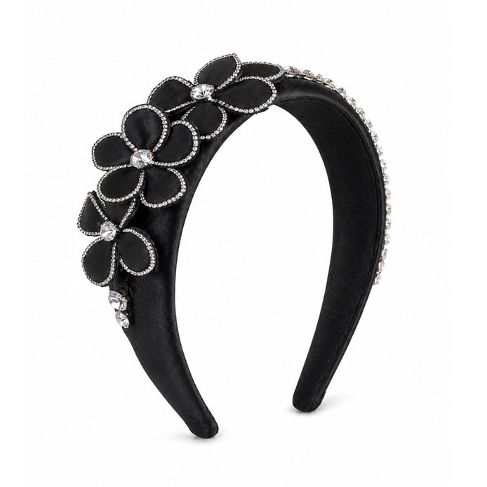 Noir Blossom Crystal Headband
