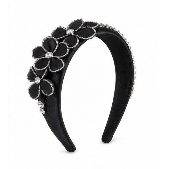 Noir Blossom Crystal Headband