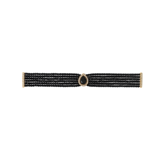 Midnight Teardrop Beaded Choker