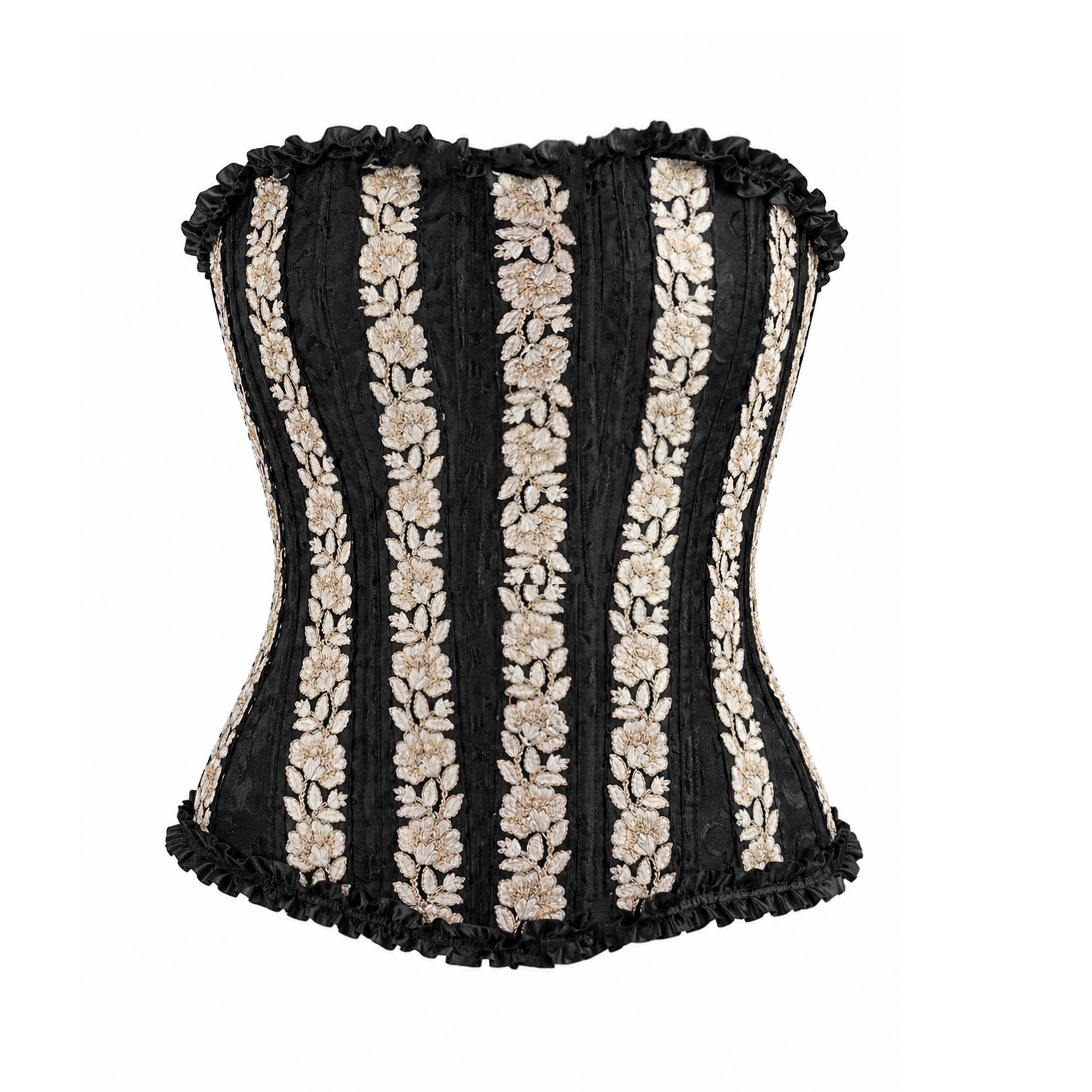 Noir Jardin Embroidered Corset Top