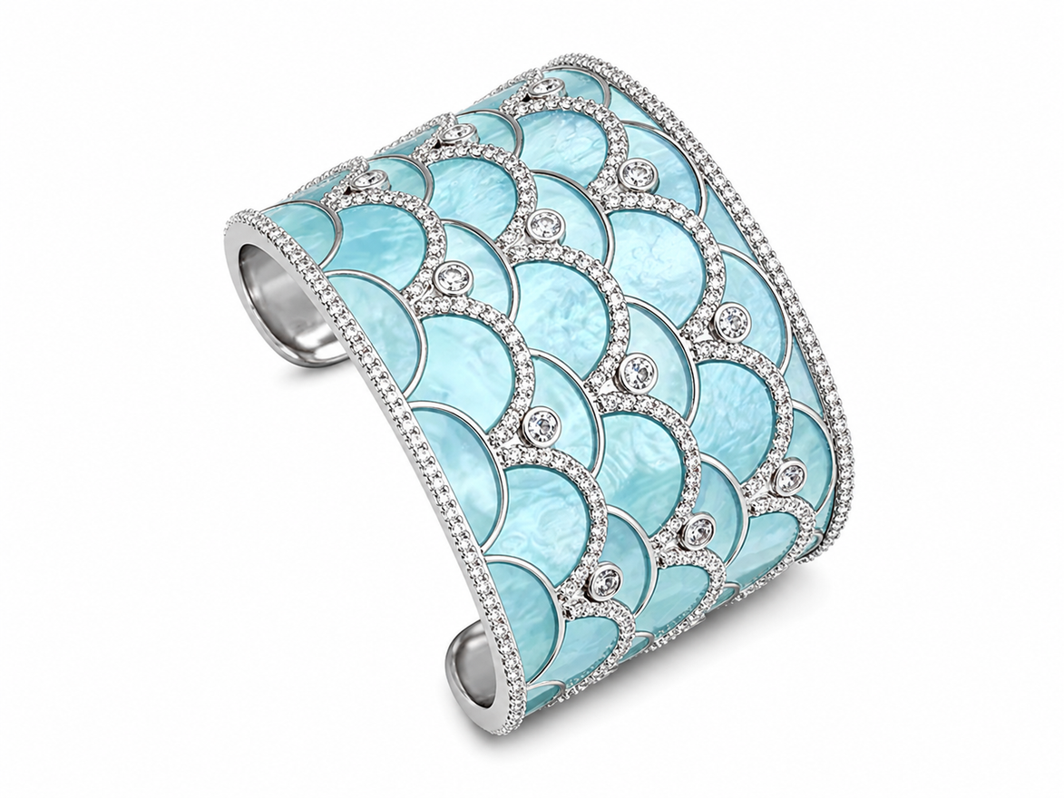 Mosaic Blue Crystal Cuff Bracelet