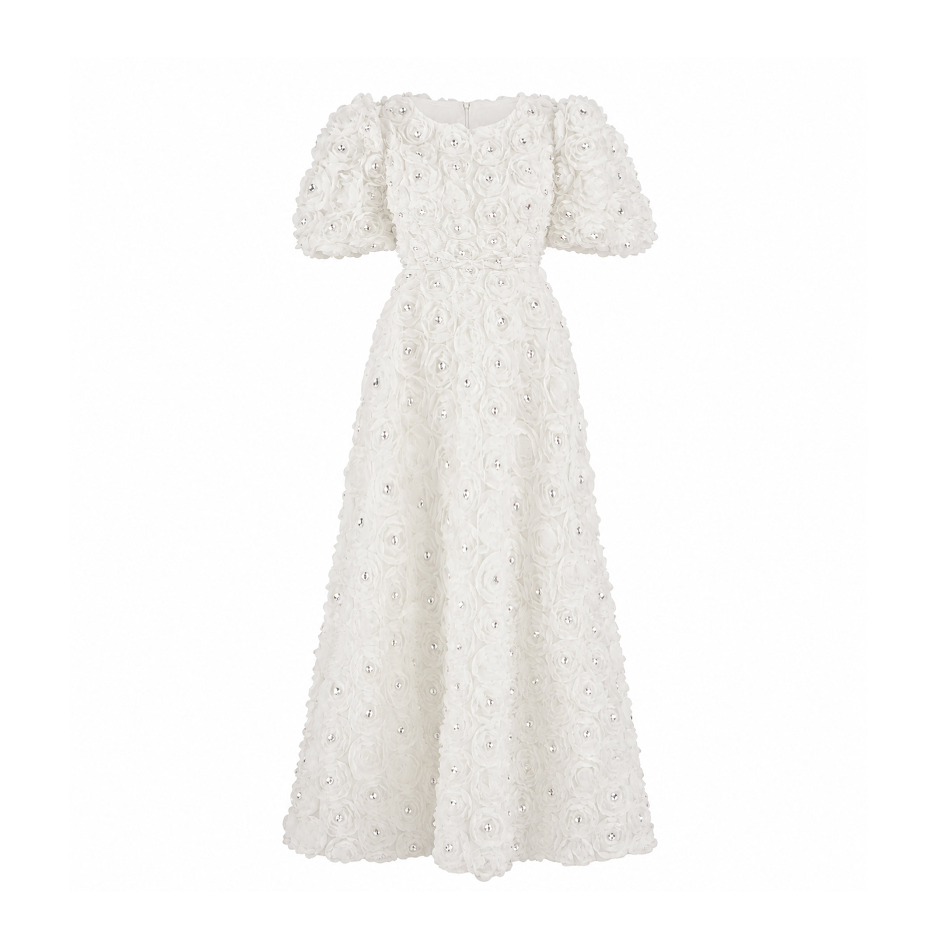 Rosette Zircon Cream Dress