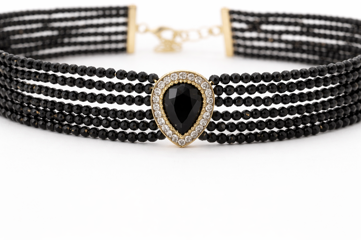 Noir Crystal Teardrop Choker