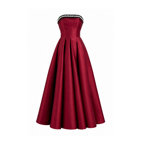 Rouge Pearl Strapless Dress