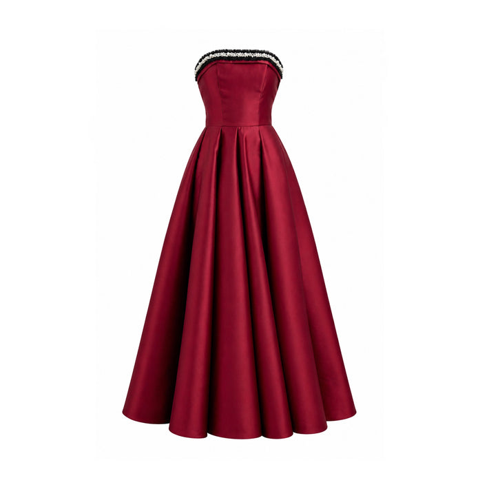 Rouge Pearl Strapless Dress