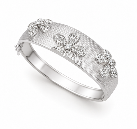 Fleur Silver Bangle