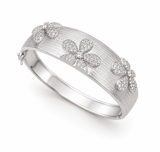 Fleur Silver Bangle