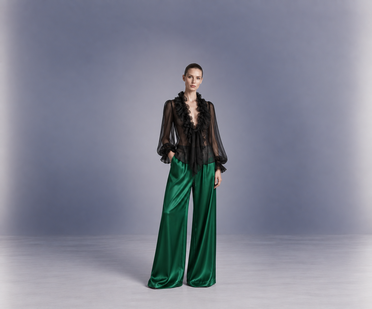 Emerald Satin Trousers