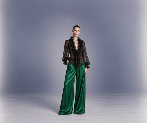 Emerald Satin Trousers