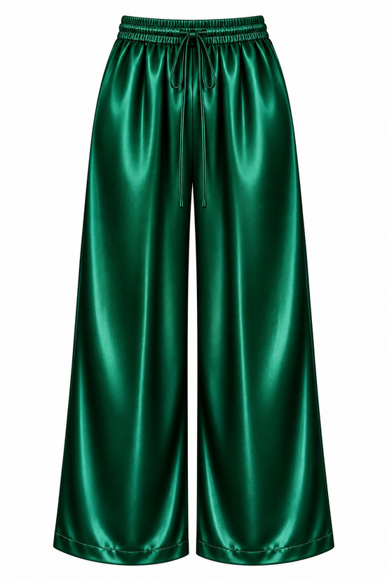 Emerald Satin Trousers