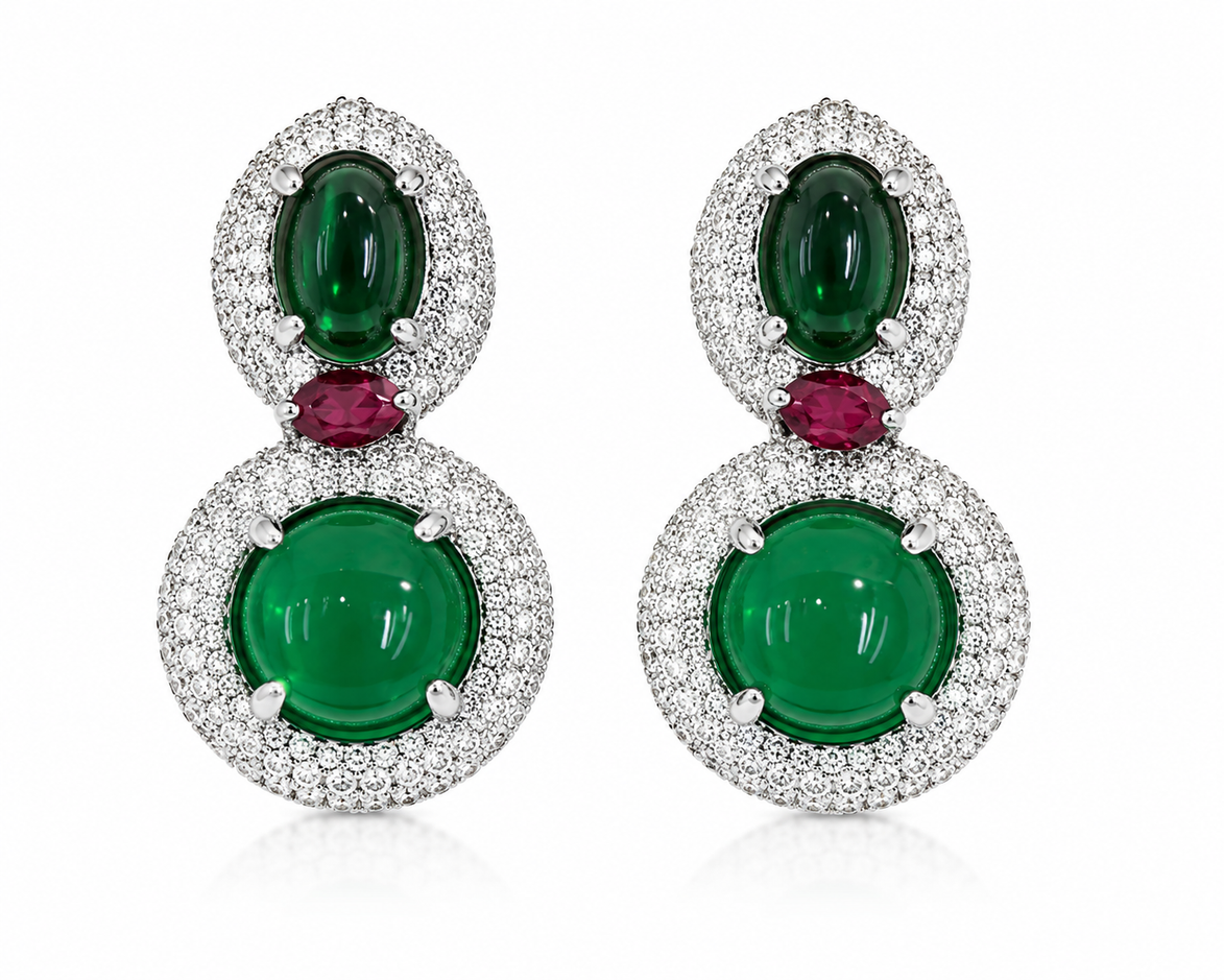 Emerald Halo Earrings