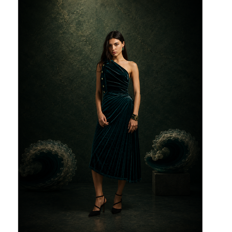 Emerald Crystal Velvet Dress