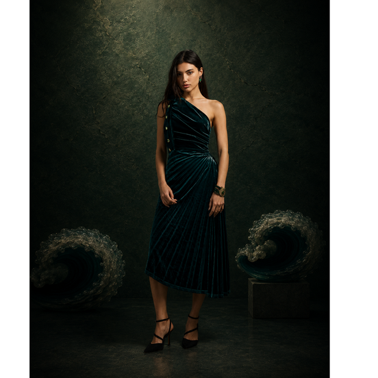 Emerald Crystal Velvet Dress
