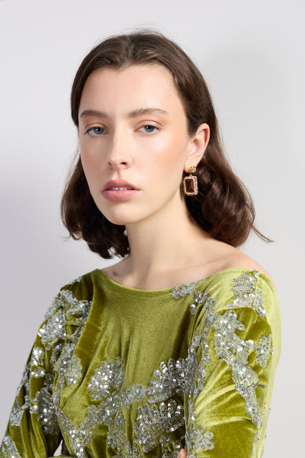 Amber Gemstone Drop Earrings