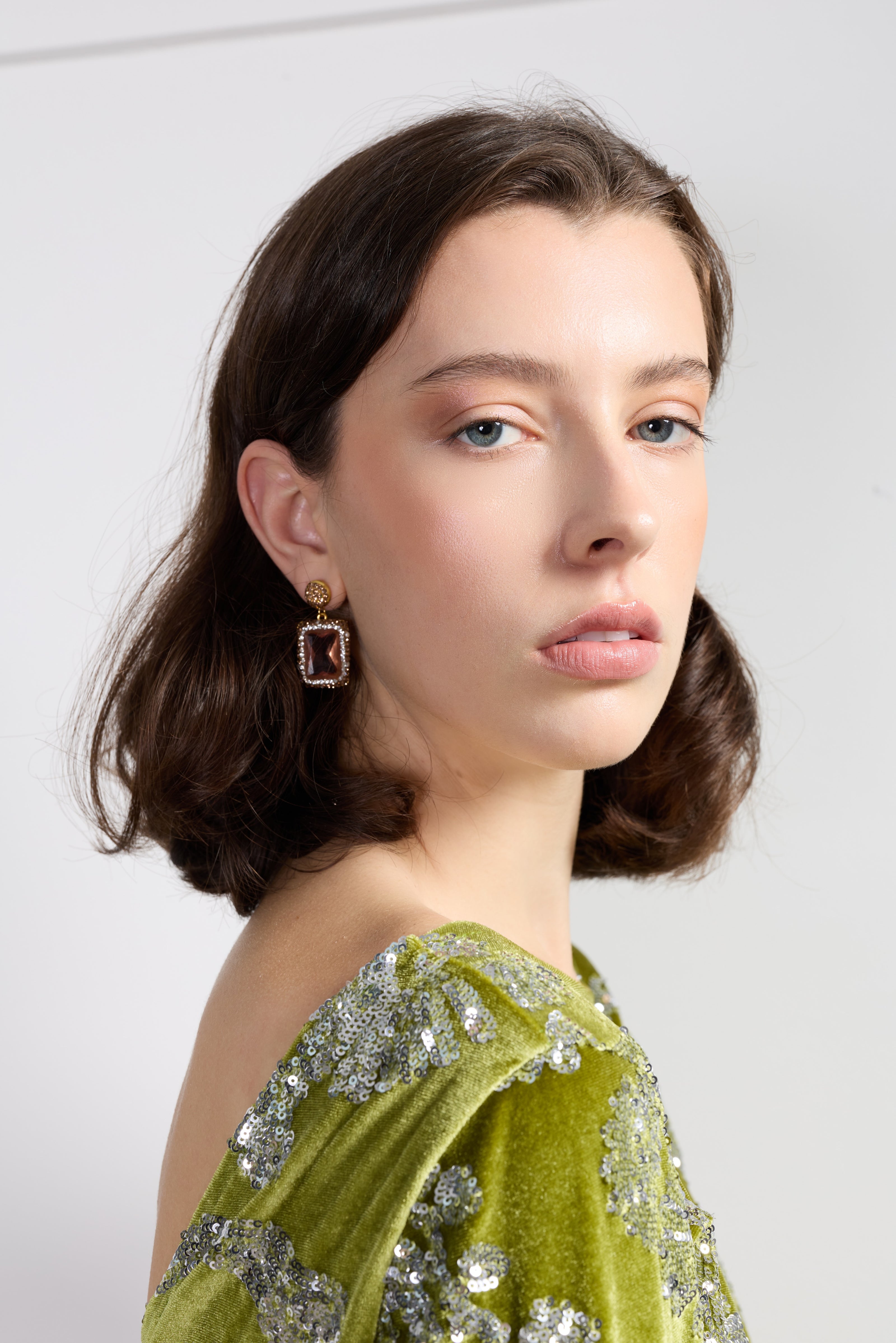 Amber Gemstone Drop Earrings