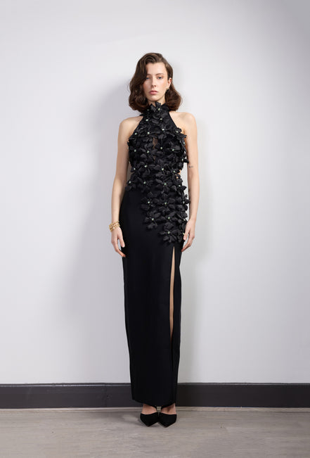Black Appliqué Gown