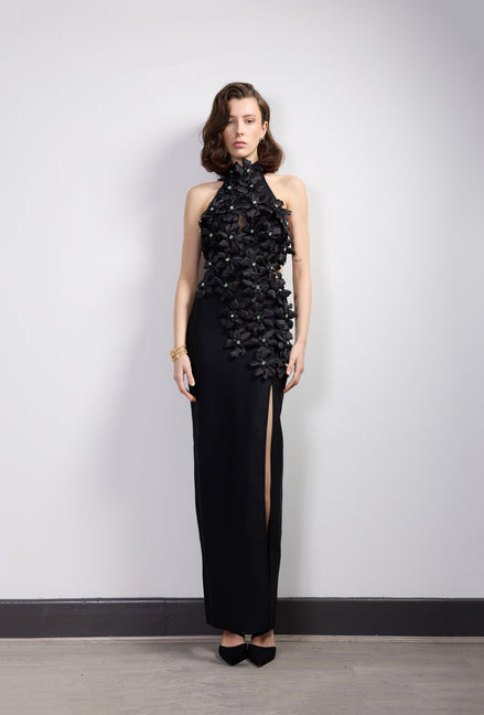 Black Appliqué Gown