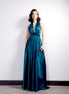 Teal Backless Halter Gown