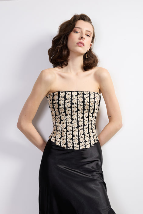 Nelle Embroidered Corset Top