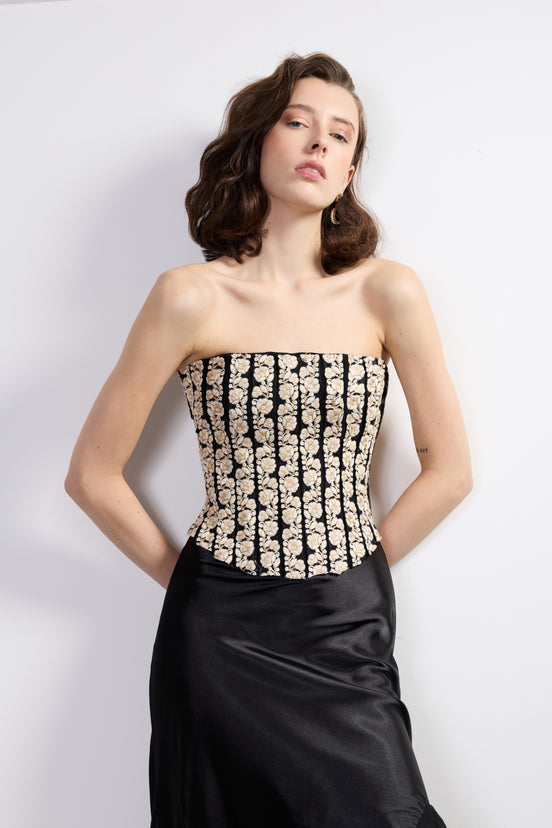 Nelle Embroidered Corset Top