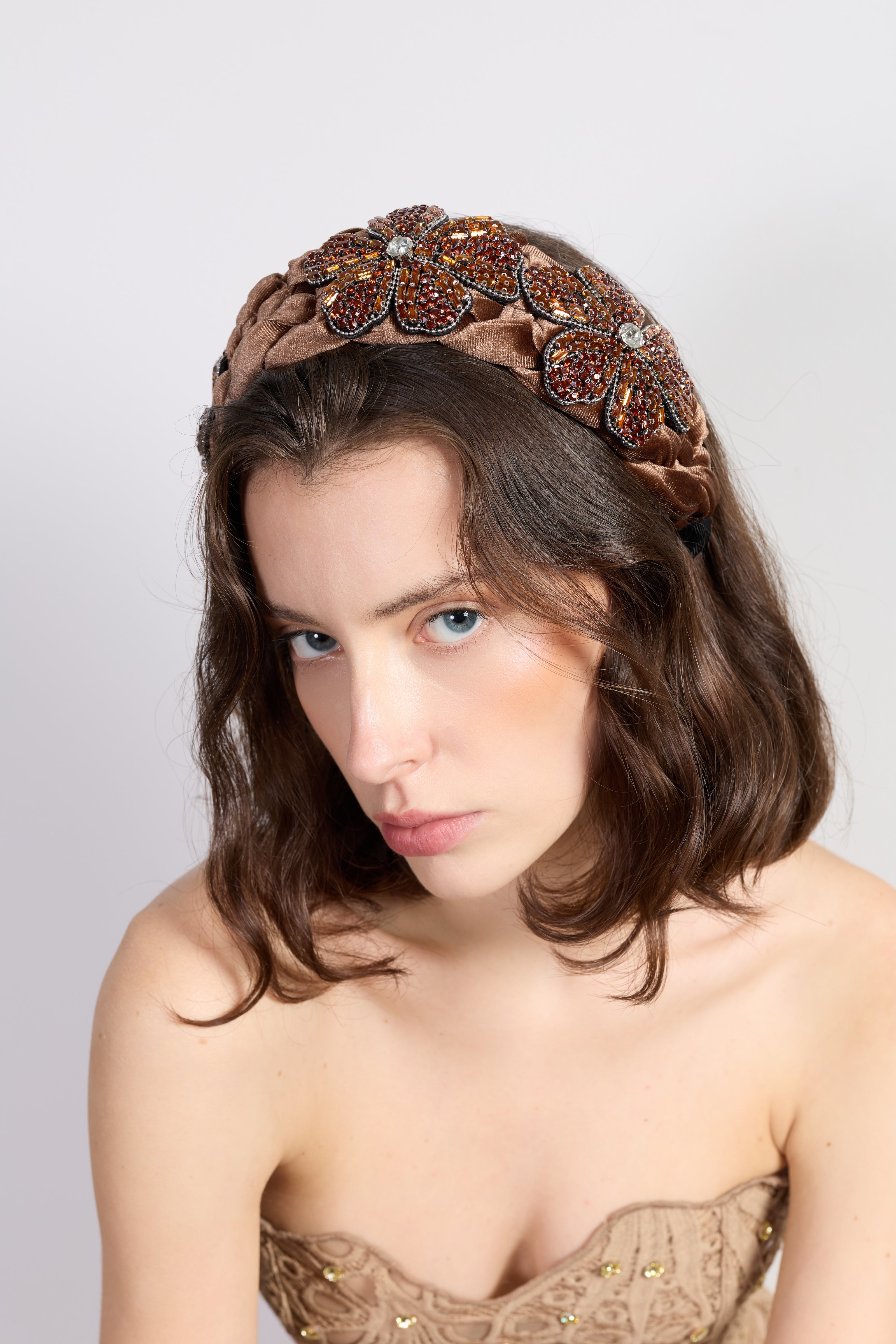 Amber Blossom Embellished Headband