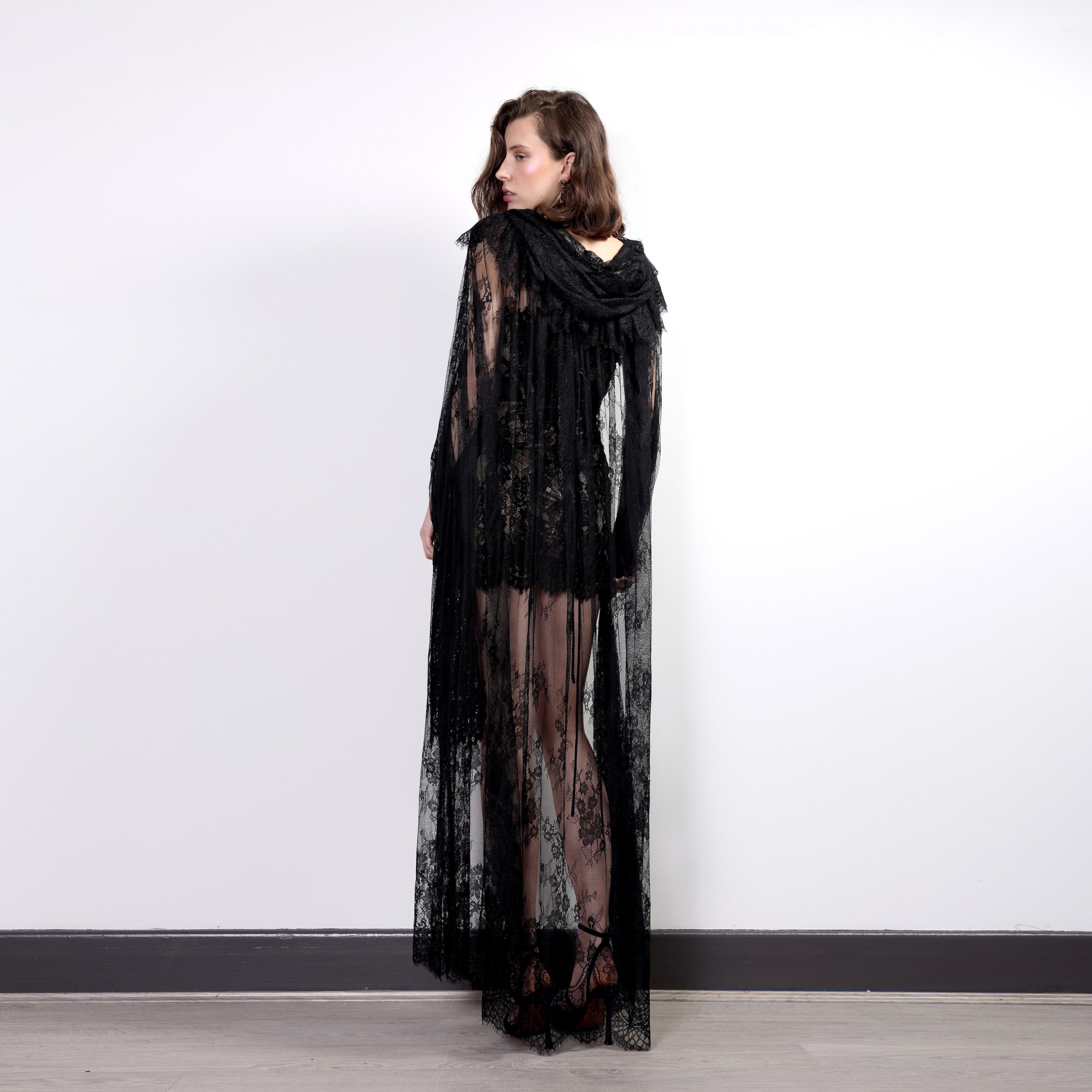 Midnight Lace Hooded Cloak