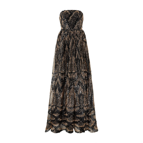 Midnight Embellished Strapless Gown