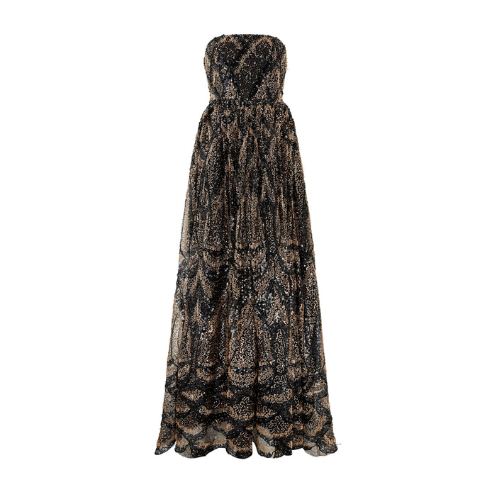 Midnight Embellished Strapless Gown