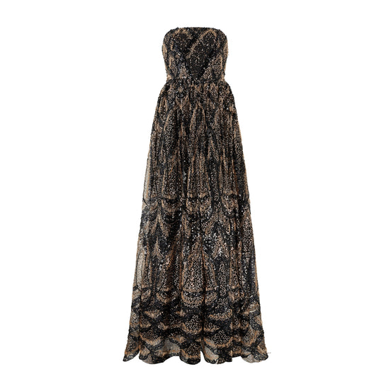 Midnight Embellished Strapless Gown