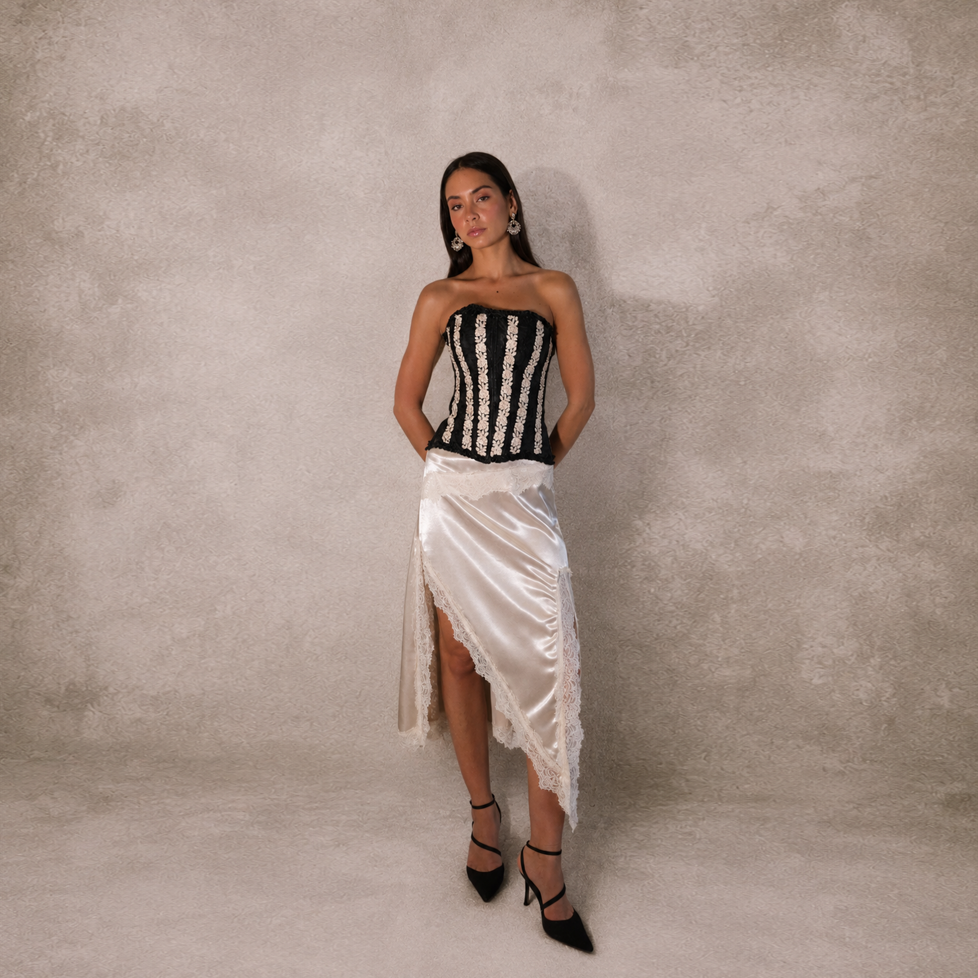 Ivory Silk Lace Skirt