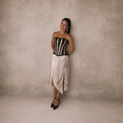 Ivory Silk Lace Skirt