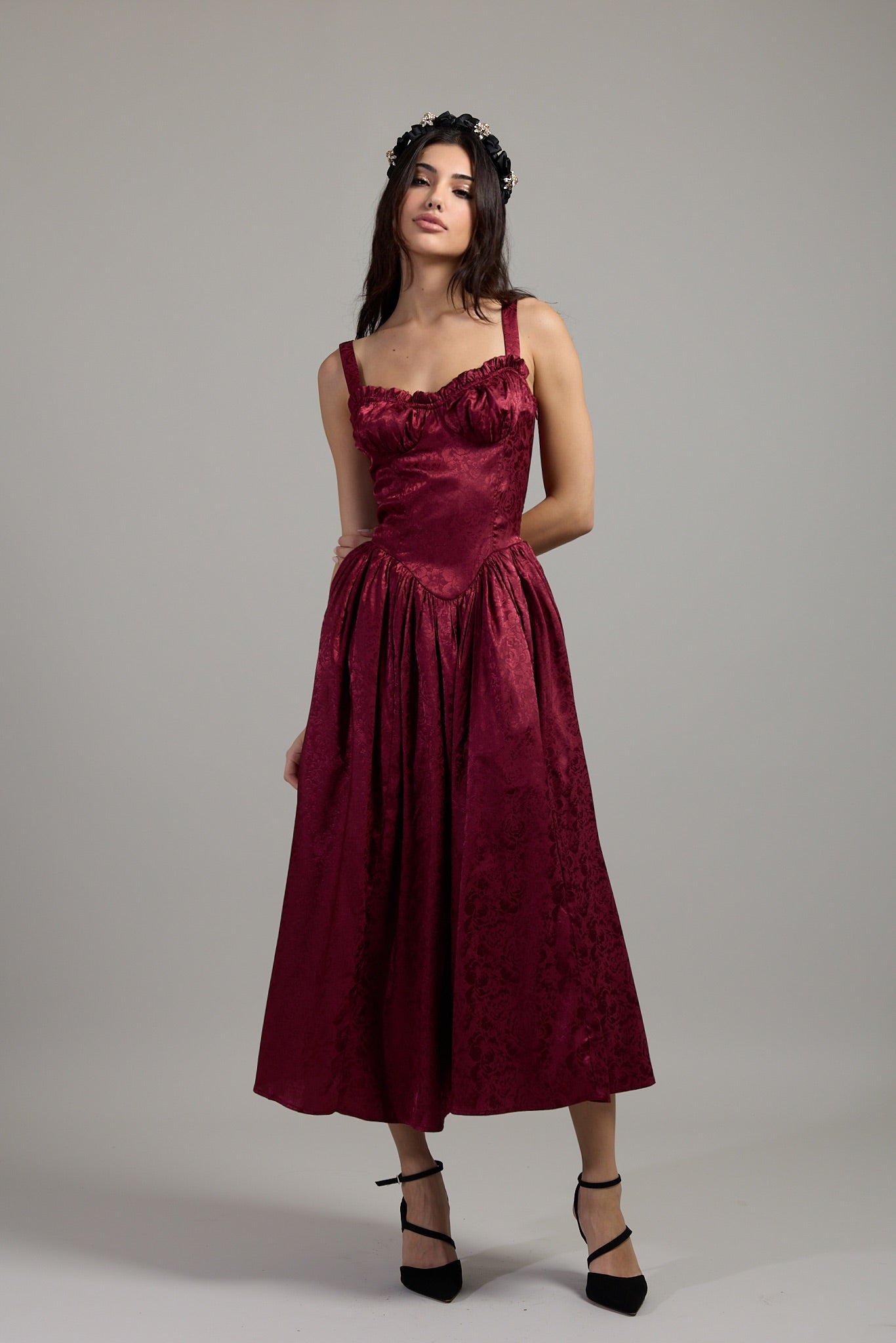 Rouge Corset Midi Dress