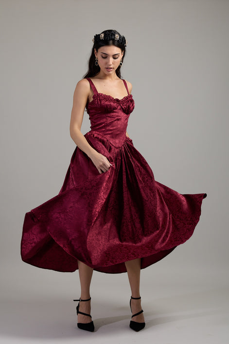 Rouge Corset Midi Dress