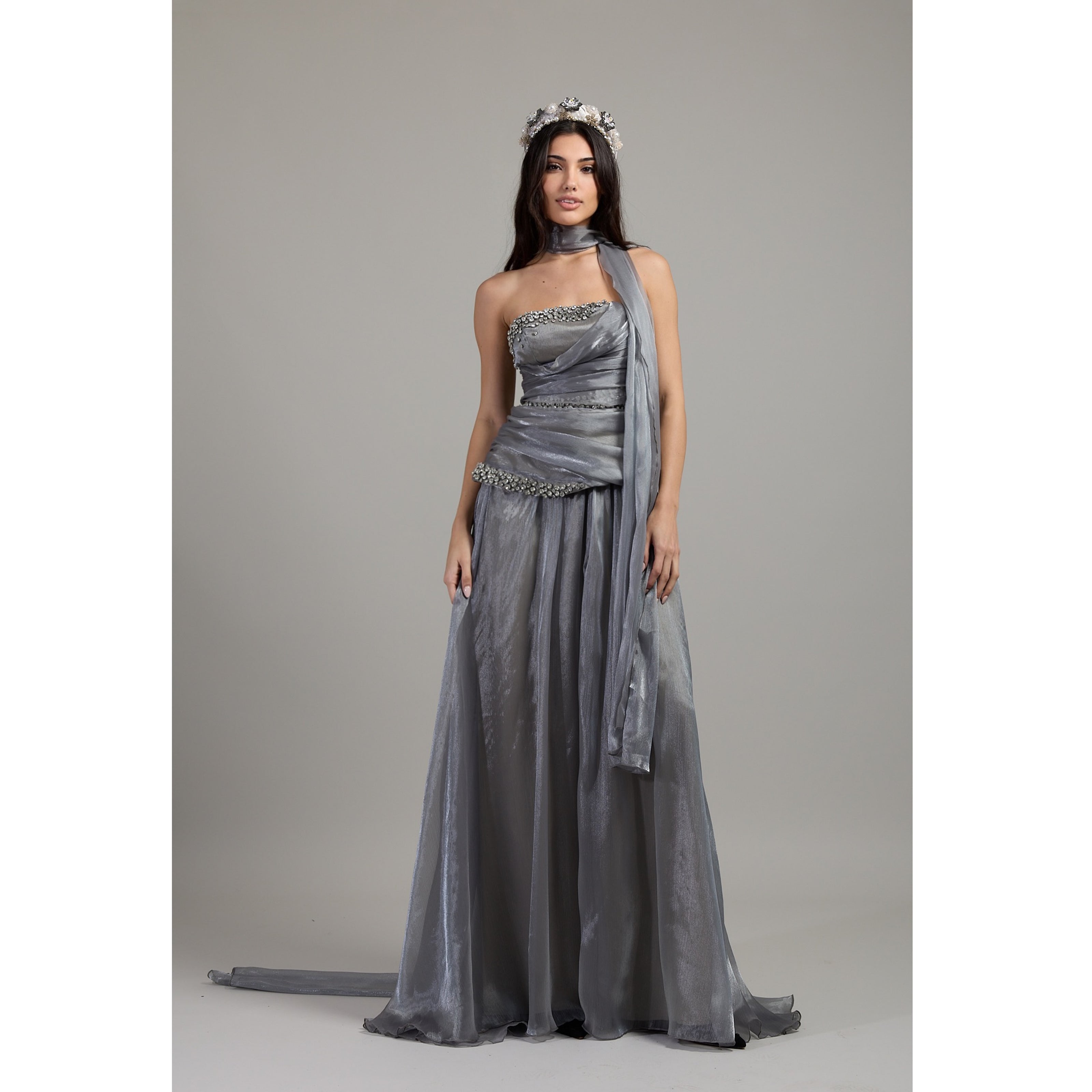 Silver Veil Crystal Dress