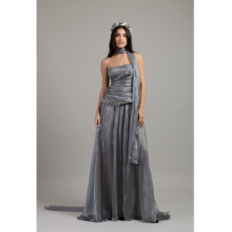 Silver Veil Crystal Dress