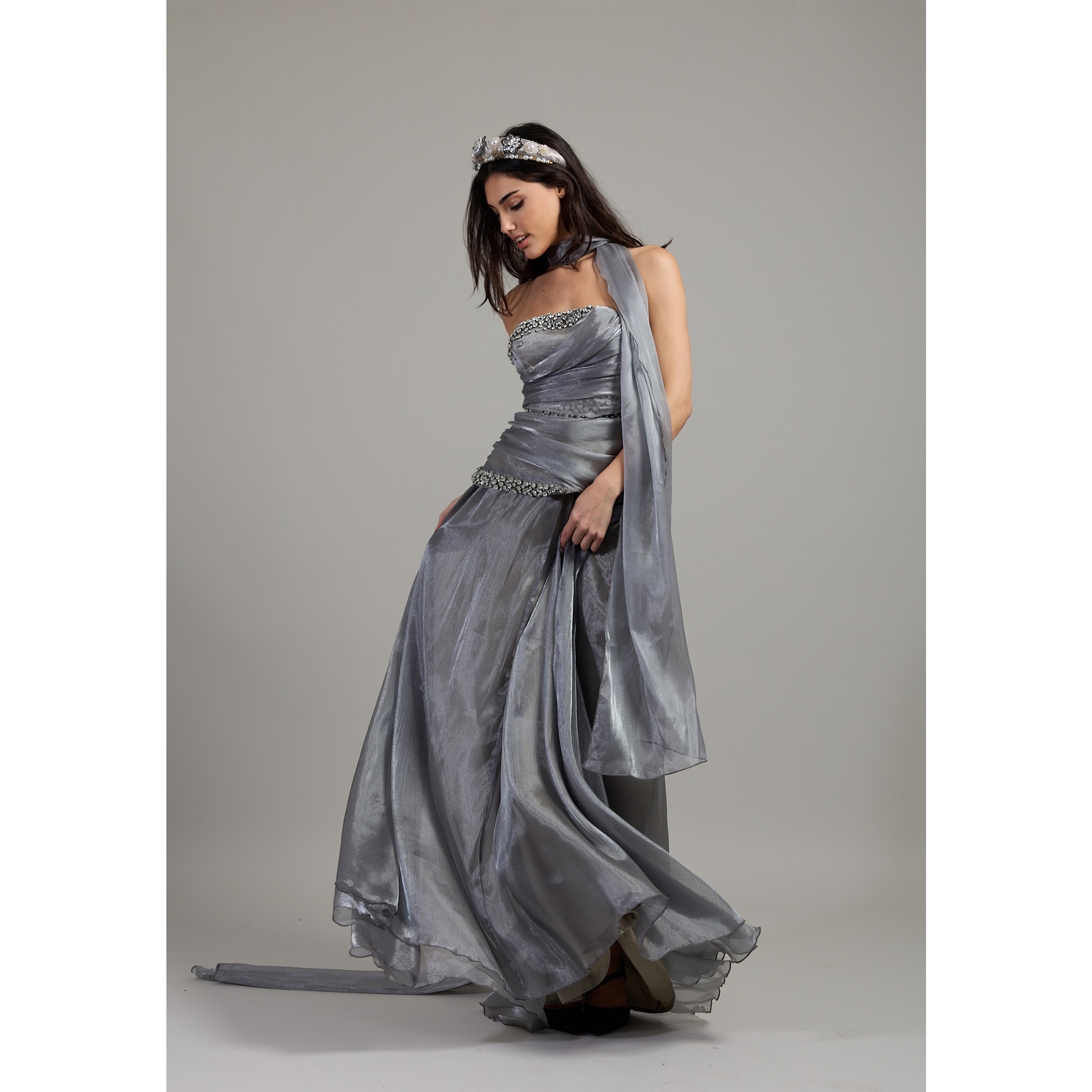 Silver Veil Crystal Dress
