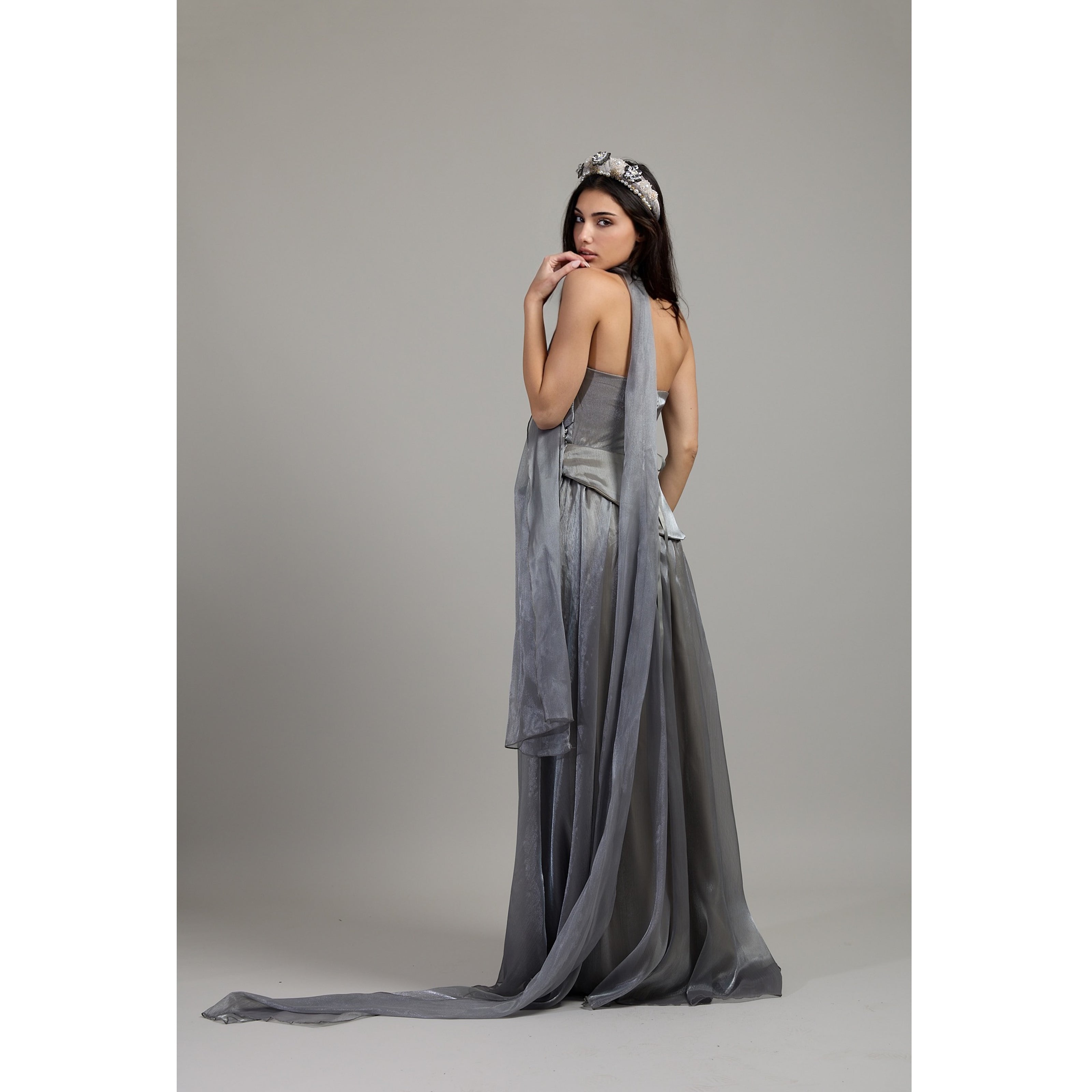 Silver Veil Crystal Dress