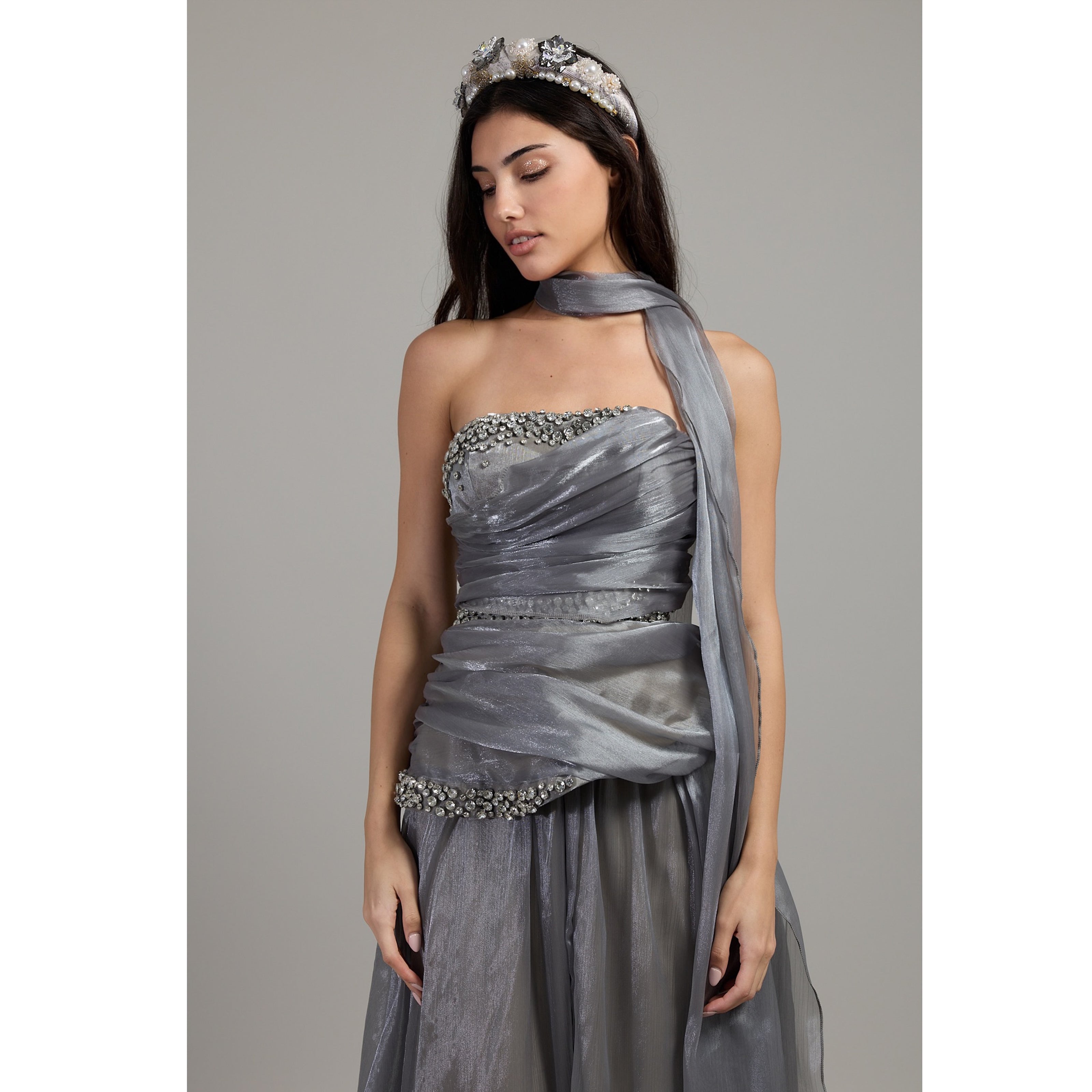 Silver Veil Crystal Dress