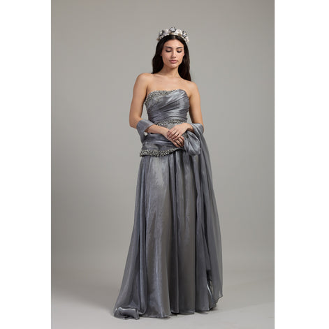 Silver Veil Crystal Dress