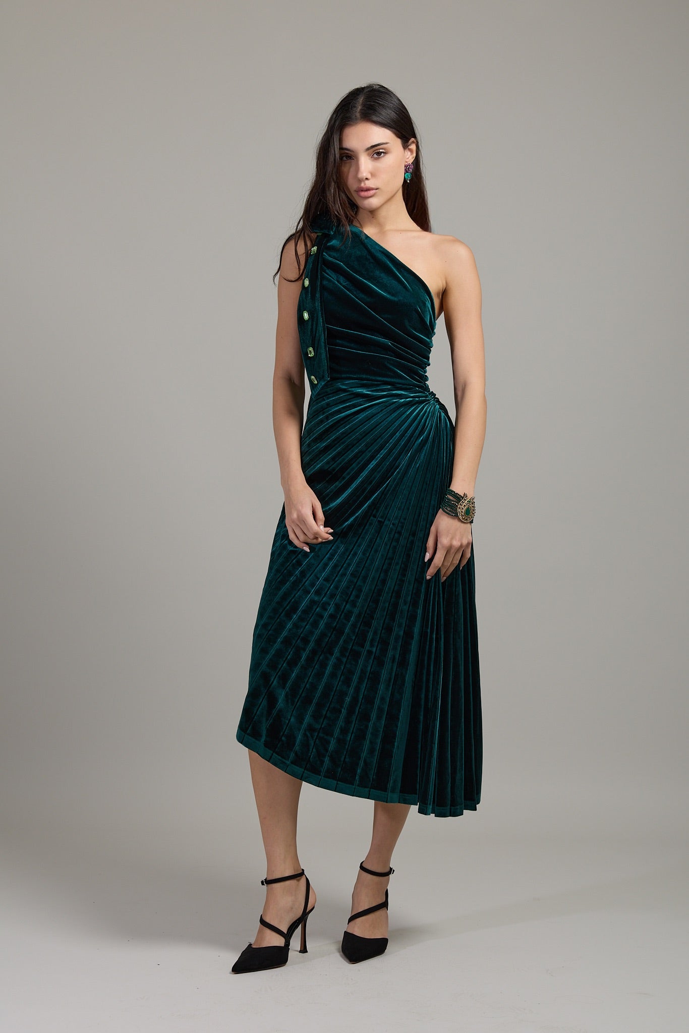 Emerald Crystal Velvet Dress