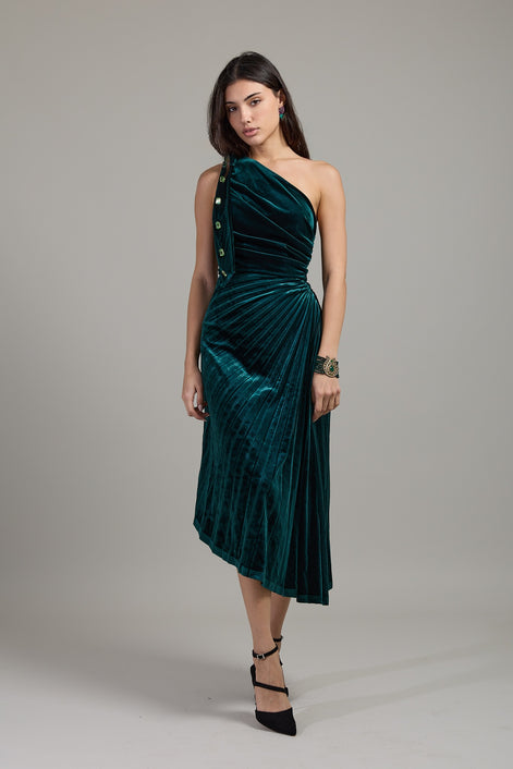 Emerald Crystal Velvet Dress
