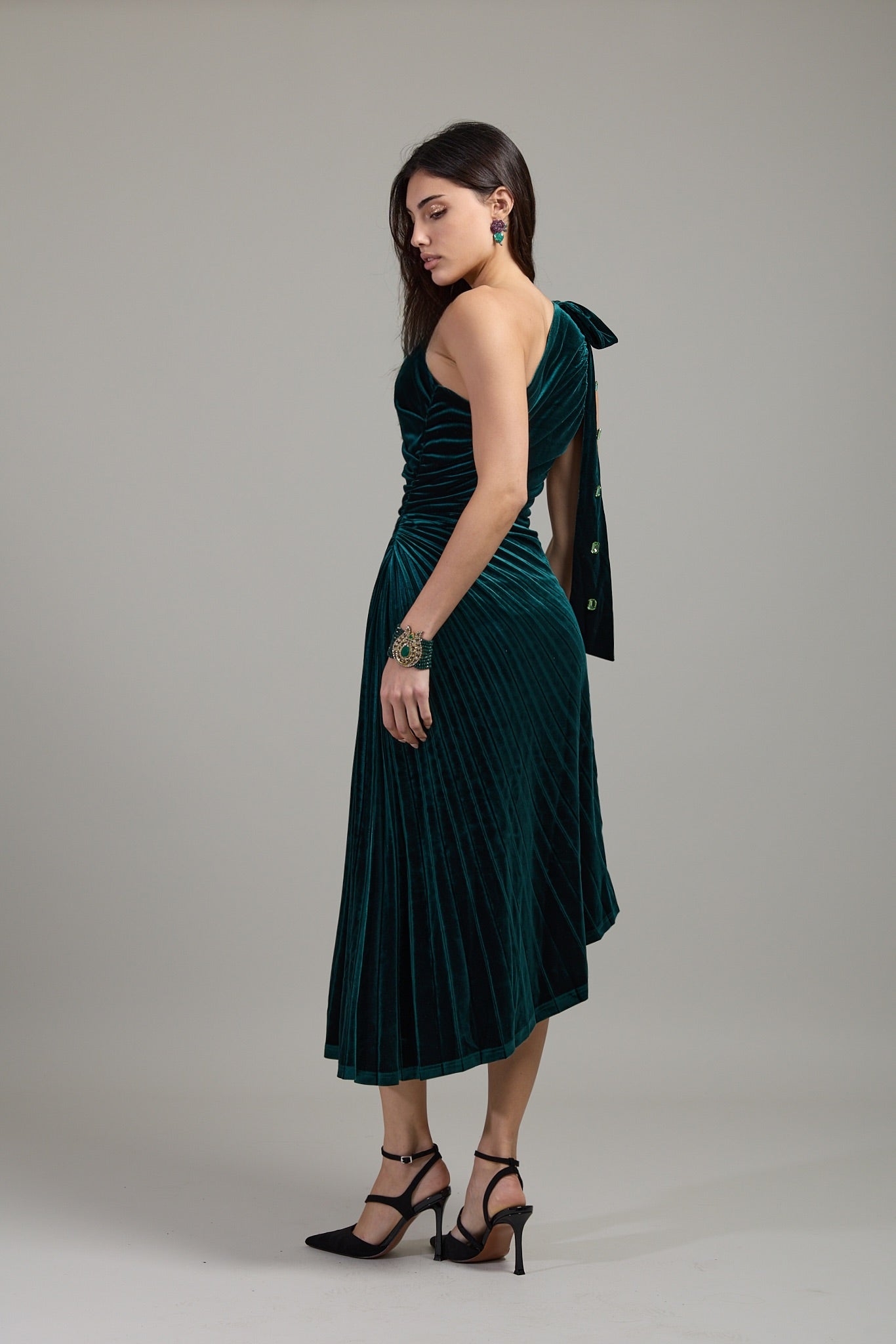 Emerald Crystal Velvet Dress