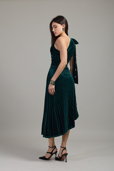 Emerald Crystal Velvet Dress