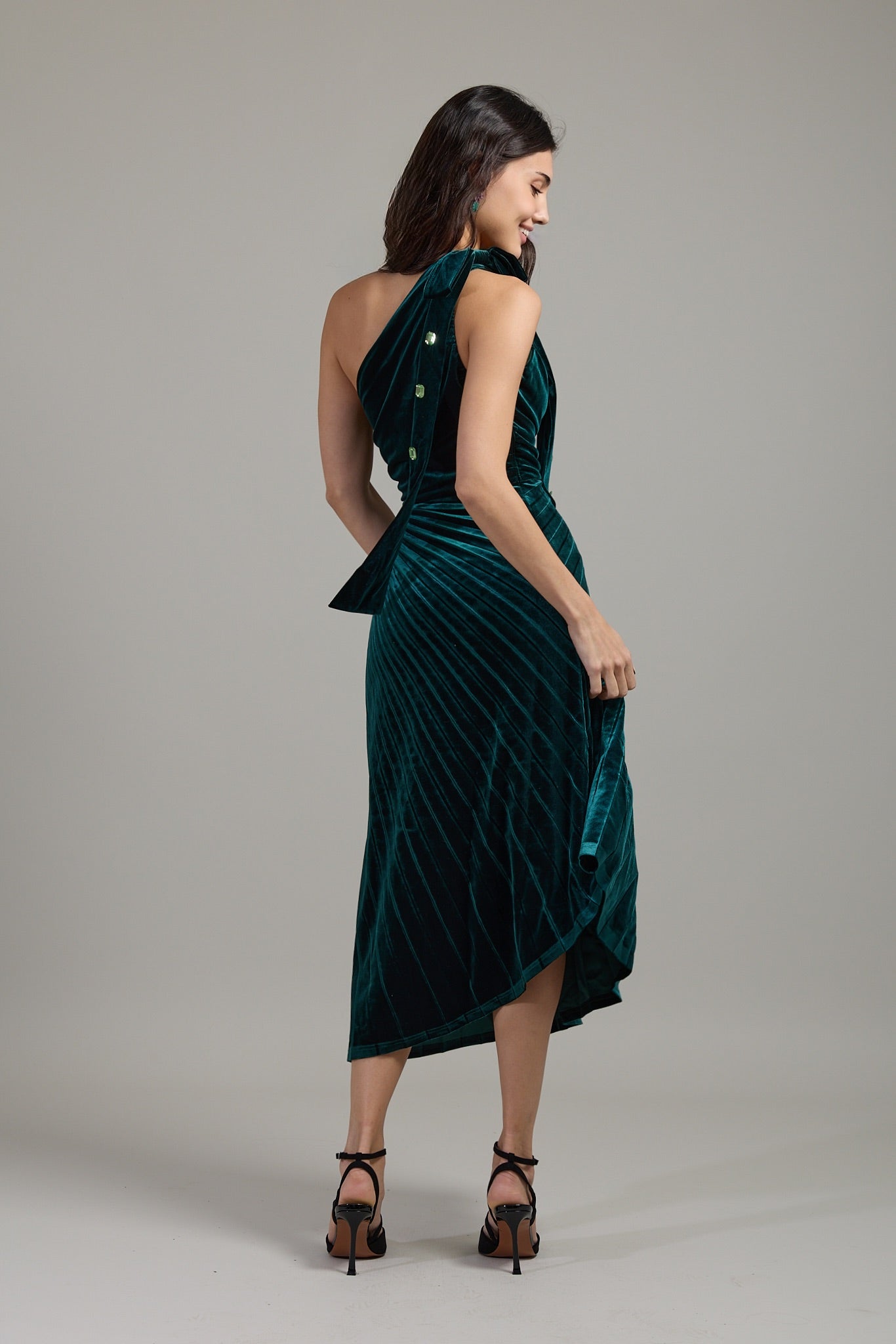 Emerald Crystal Velvet Dress