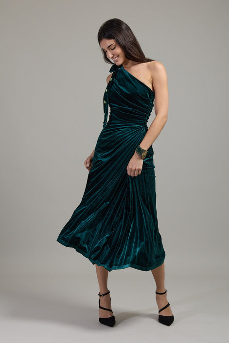 Emerald Crystal Velvet Dress