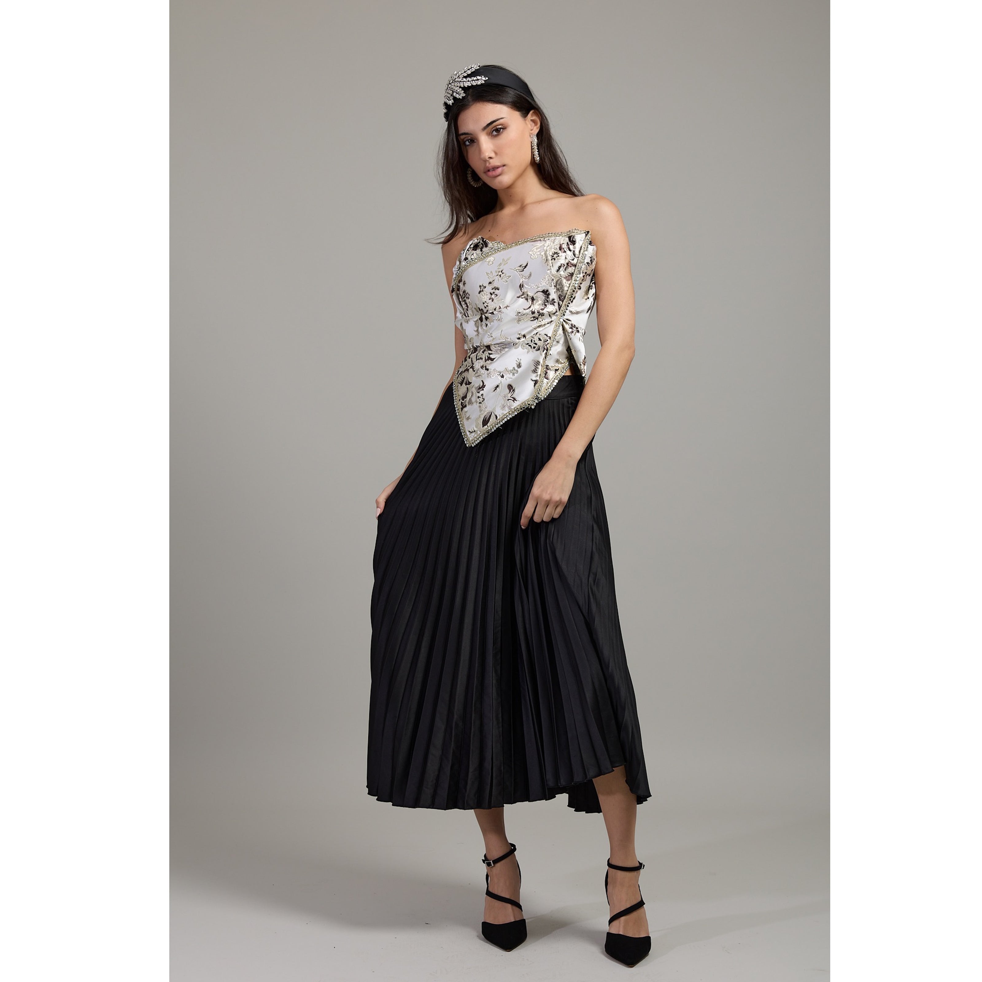 Silver Jardin Asymmetrical Corset Top