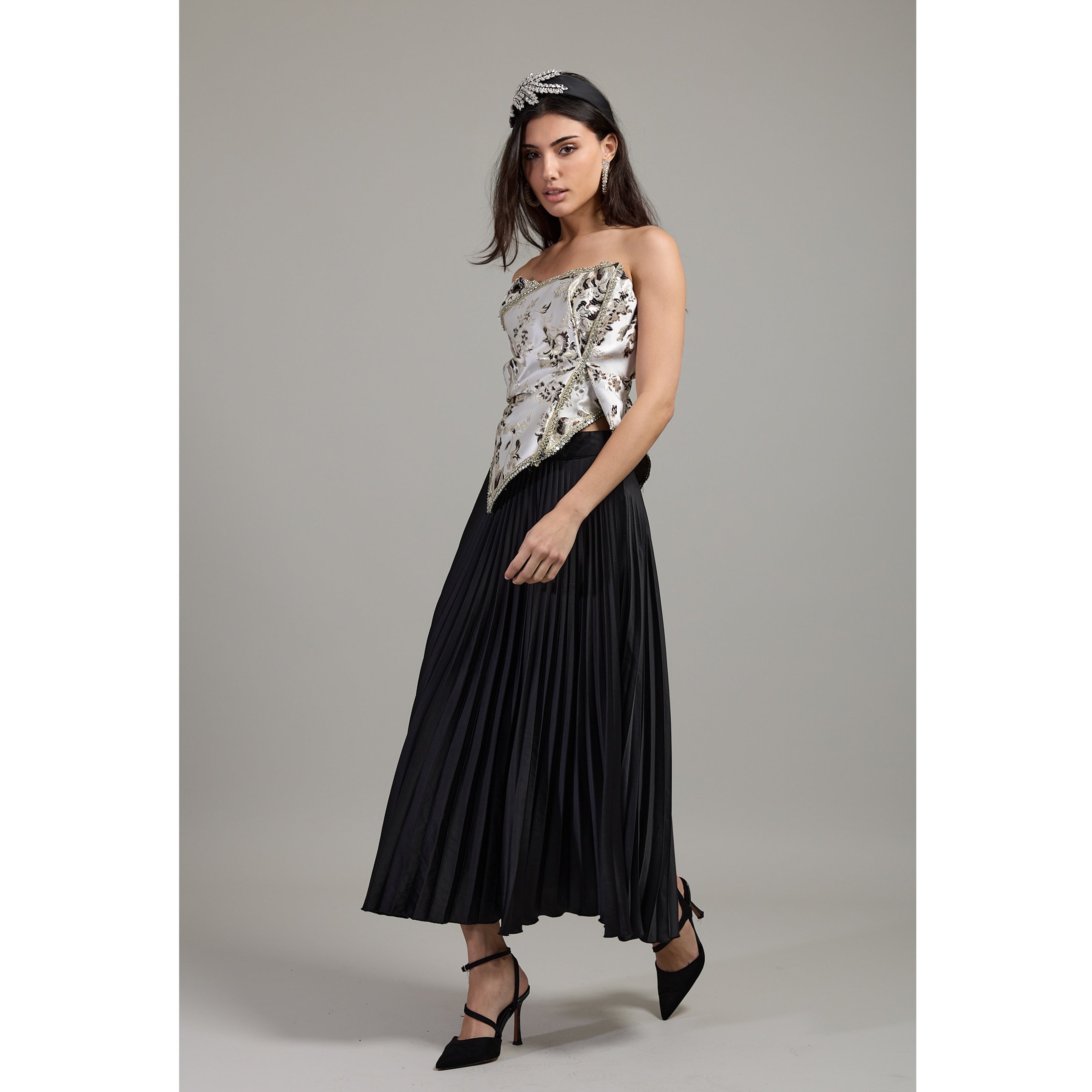 Silver Jardin Asymmetrical Corset Top