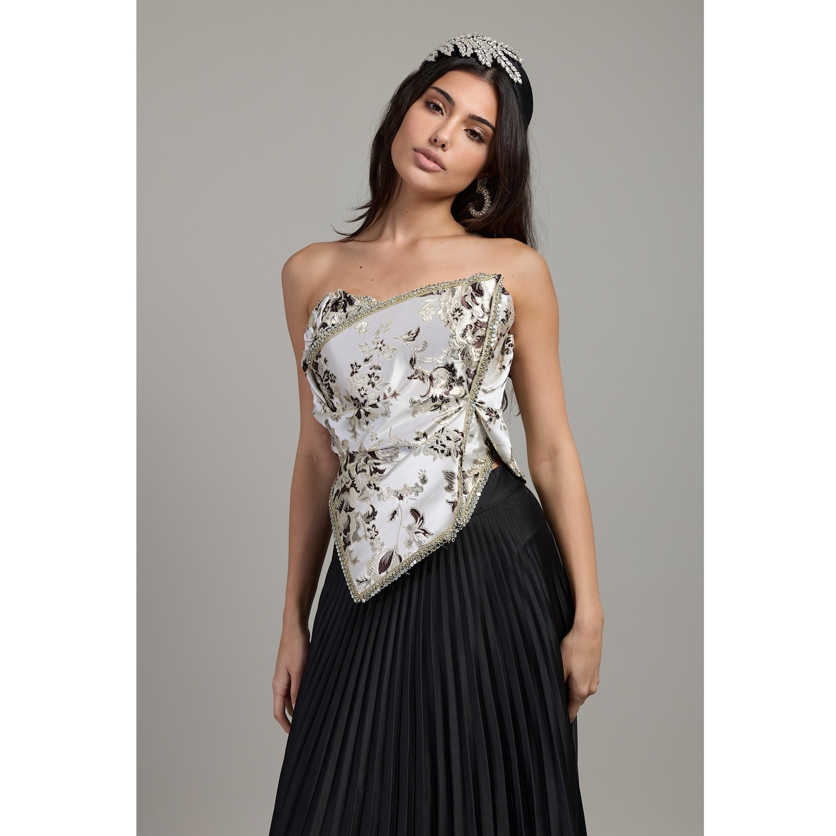 Silver Jardin Asymmetrical Corset Top